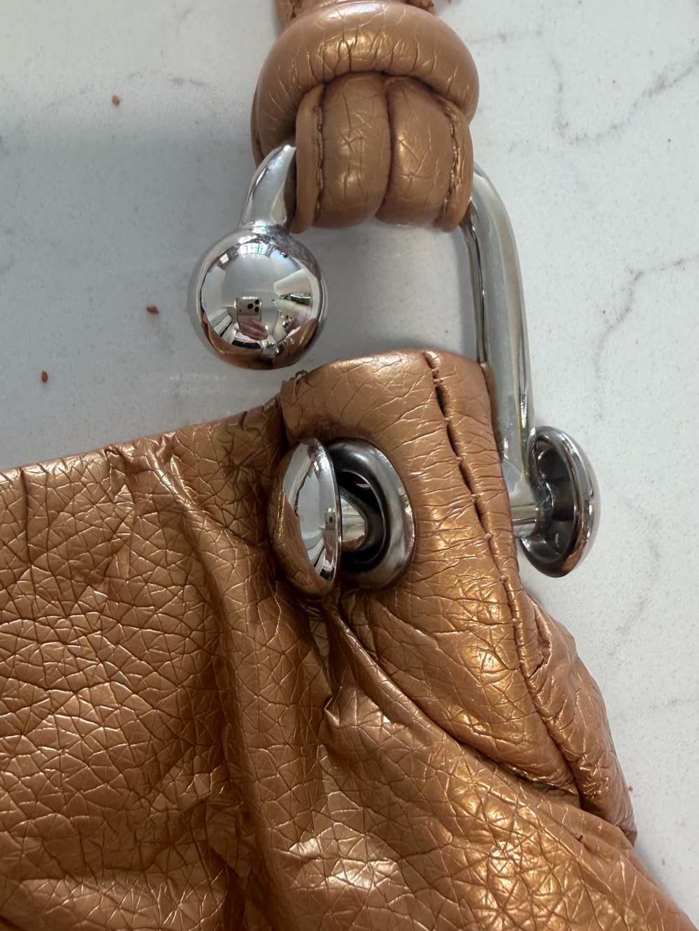 Y2K Prada Shoulder Bag authentic Gold Brown handbag silver coach vintage purse - Picture 9 of 12